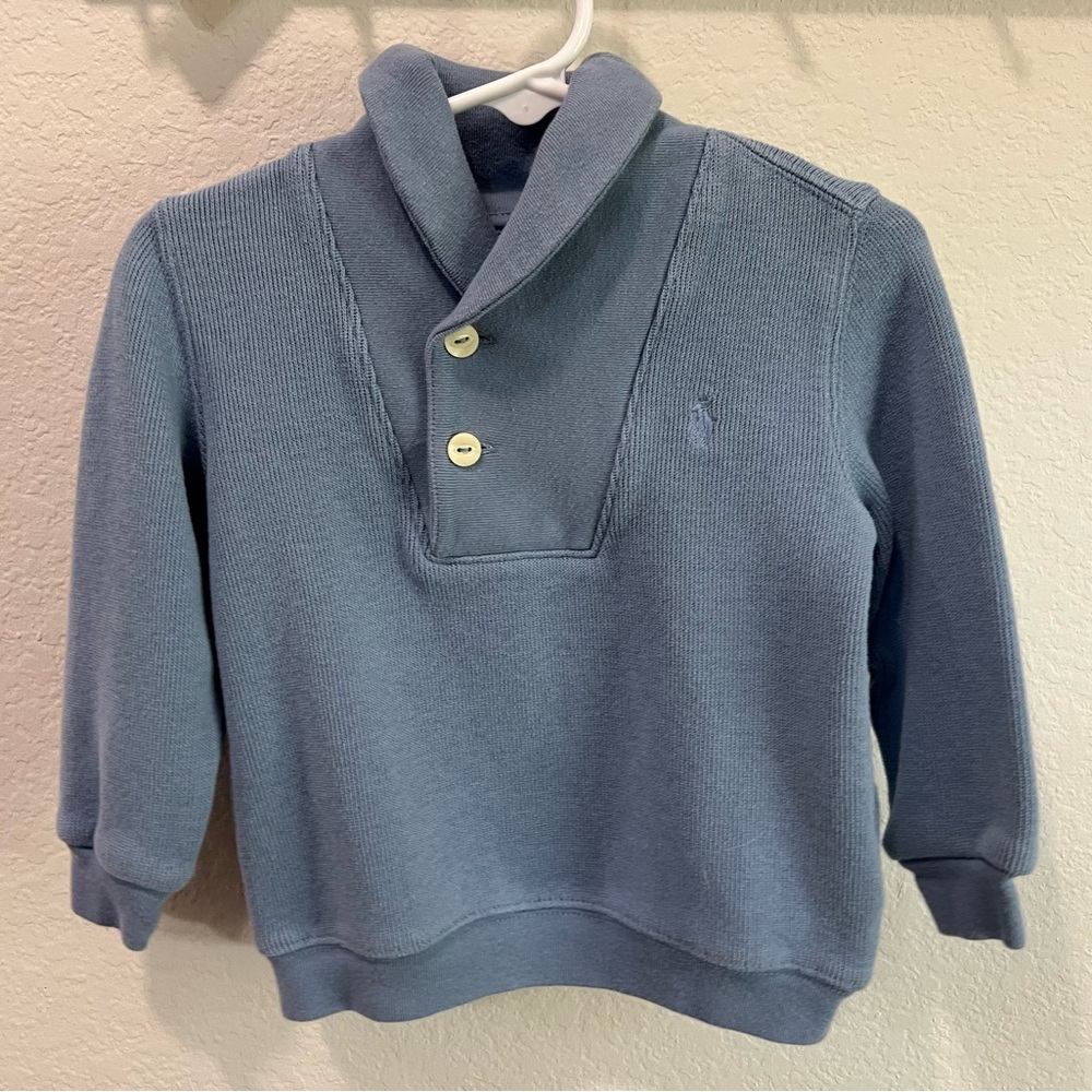 Ralph Lauren Slate Blue Shawl Collar Pullover Sweater